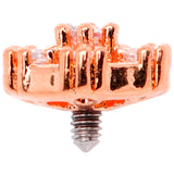 14G Clear Gem Rose Flower Tone Externally Threaded Dermal Anchor Top