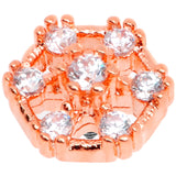 14G Clear Gem Rose Flower Tone Externally Threaded Dermal Anchor Top