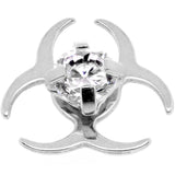 14G Clear Gem Biohazard Dermal Anchor Top