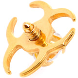 14G Clear Gem Gold Tone Biohazard Dermal Anchor Top