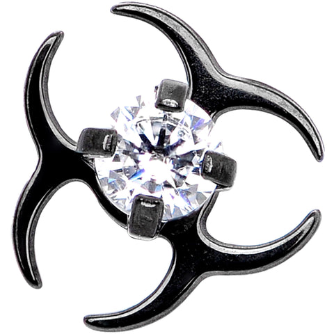 14G Clear Gem Black Biohazard Dermal Anchor Top