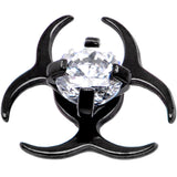 14G Clear Gem Black Biohazard Dermal Anchor Top