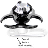 14G Clear Gem Black Biohazard Dermal Anchor Top