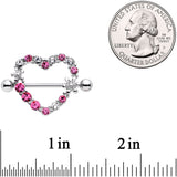 14G 7/8 Pink Clear Gem Loves Garden Nipple Shield Set
