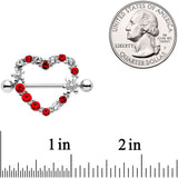 14G 7/8 Red Clear Gem Loves Garden Nipple Shield Set