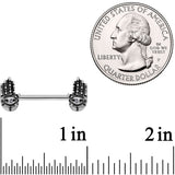 14G 9/16 Clear Gem Hamsa Hand Barbell Nipple Ring Set