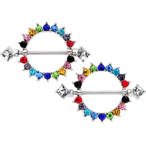 14G 9/16 Multicolor Gem Rainbow Wonderland Nipple Shield Set