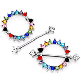 14G 9/16 Multicolor Gem Rainbow Wonderland Nipple Shield Set