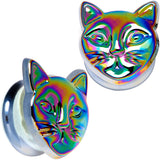 Aurora Black Glass Kitty Cat Double Flare Plug Set 6mm to 25 mm