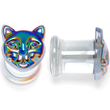 Aurora Black Glass Kitty Cat Double Flare Plug Set 6mm to 25 mm