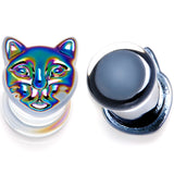 Aurora Black Glass Kitty Cat Double Flare Plug Set 6mm to 25 mm