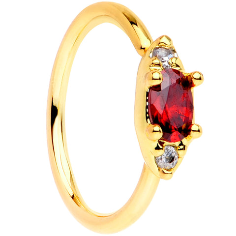 20G 5/16 Red Clear CZ Gem Gold Tone Seamless Circular Ring