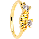 20G 5/16 Clear CZ Gem Gold Tone Openwork Seamless Circular Ring