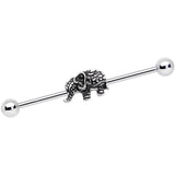 14G Geometric Engraving Elephant Industrial Barbell 38mm