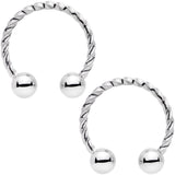 14G 1/2 9/16 Seashell Twisted Horseshoe Nipple Jewelry Set