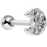 18G 5/16 Clear Gem Crescent Moon Tragus Cartilage Earring