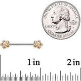 14G 9/16 Clear Gem Precious Flower Barbell Nipple Ring Set