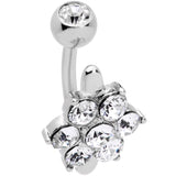 Clear CZ Gem Pretty Posy Flower Top Mount Belly Ring