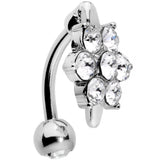 Clear CZ Gem Pretty Posy Flower Top Mount Belly Ring