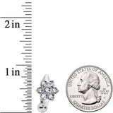 Clear CZ Gem Pretty Posy Flower Top Mount Belly Ring
