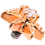 14G Clear CZ Gem Rose Gold Tone Starfish Dermal Anchor Top