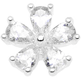 14G Clear CZ Gem Beautiful Bloom Dermal Anchor Top