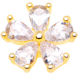 14G Clear CZ Gem Lovely Bloom Gold Tone Dermal Anchor Top