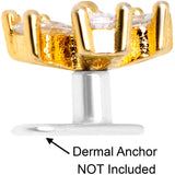 14G Clear CZ Gem Lovely Bloom Gold Tone Dermal Anchor Top
