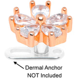 14G Clear CZ Gem Lovely Bloom Rose Gold Tone Dermal Anchor Top