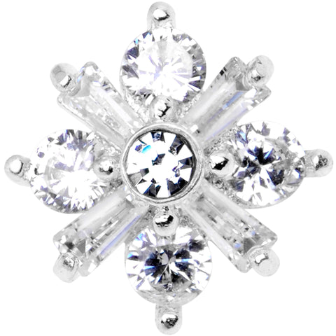 14G Clear CZ Gem Ice Princess Dermal Anchor Top