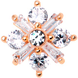 14G Clear CZ Gem Ice Princess Rose Gold Tone Dermal Anchor Top