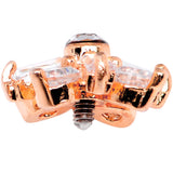 14G Clear CZ Gem Ice Princess Rose Gold Tone Dermal Anchor Top