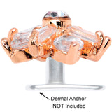 14G Clear CZ Gem Ice Princess Rose Gold Tone Dermal Anchor Top