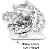 14G Clear CZ Gem Roses Romance Dermal Anchor Top