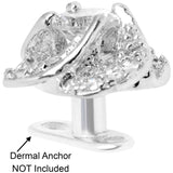 14G Clear CZ Gem Roses Romance Dermal Anchor Top