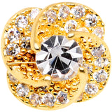 14G Clear CZ Gem Roses Romance Gold Tone Dermal Anchor Top