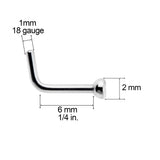 18G Grade 23 Titanium Press Fit CZ Micro Ball L Shaped Nose Ring