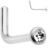 18G Grade 23 Titanium Press Fit CZ Micro Ball L Shaped Nose Ring