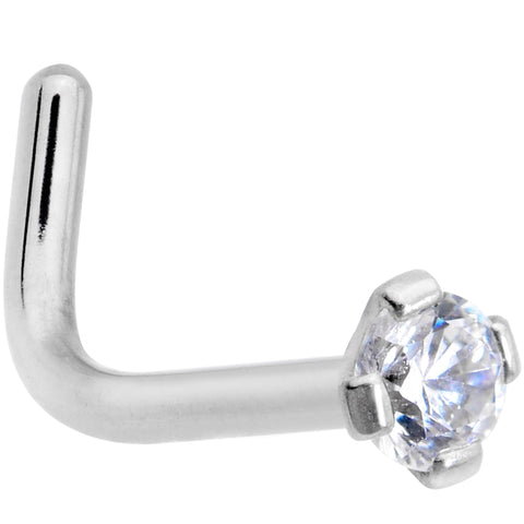 20G 1/4 Clear 2mm CZ Gem Grade 23 Titanium L Shaped Nose Ring