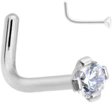 20G 1/4 Clear 2mm CZ Gem Grade 23 Titanium L Shaped Nose Ring