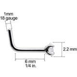 18G Clear 2mm CZ Gem Grade 23 Titanium Rhombus L Shaped Nose Ring