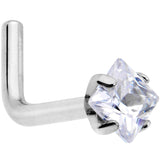 18G Clear 3mm CZ Gem Grade 23 Titanium Rhombus L Shaped Nose Ring