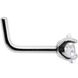 18G Clear 3mm CZ Gem Grade 23 Titanium Rhombus L Shaped Nose Ring