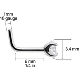 18G Clear 3mm CZ Gem Grade 23 Titanium Rhombus L Shaped Nose Ring