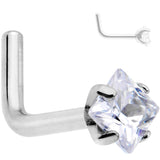 18G Clear 3mm CZ Gem Grade 23 Titanium Rhombus L Shaped Nose Ring
