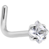 20G Clear 2mm CZ Gem Grade 23 Titanium Rhombus L Shaped Nose Ring