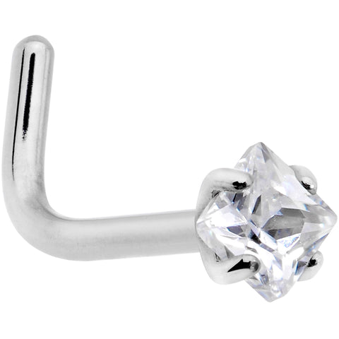 20G Clear 2mm CZ Gem Grade 23 Titanium Rhombus L Shaped Nose Ring