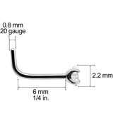 20G Clear 2mm CZ Gem Grade 23 Titanium Rhombus L Shaped Nose Ring