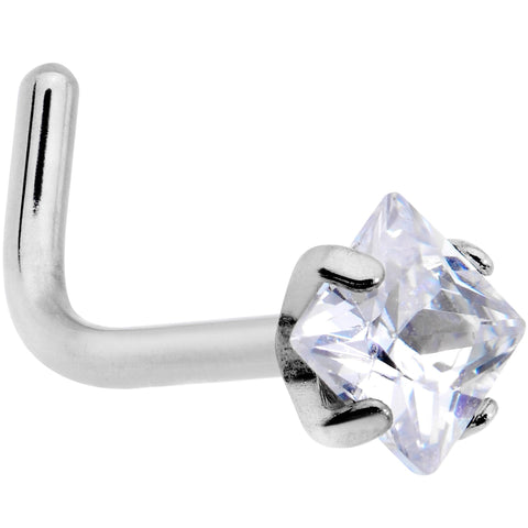 20G Clear 3mm CZ Gem Grade 23 Titanium Rhombus L Shaped Nose Ring
