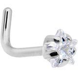 20G Clear 3mm CZ Star Gem Grade 23 Titanium L Shaped Nose Ring